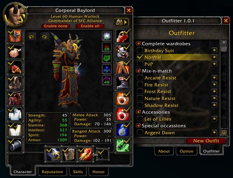 outfitter wow addon